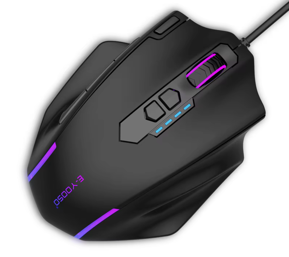 Gaming Maus mit 11 Tasten, 12400 DPI, RGB-Beleuchtung und kabelgebundener