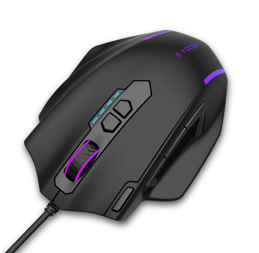 Gaming Maus mit 11 Tasten, 12400 DPI, RGB-Beleuchtung und kabelgebundener
