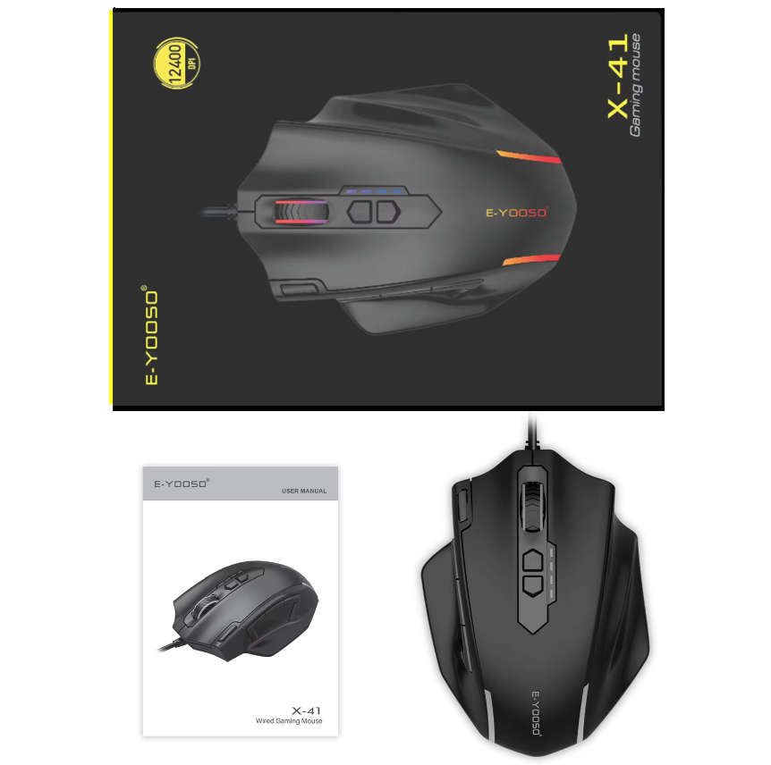 Gaming Maus mit 11 Tasten, 12400 DPI, RGB-Beleuchtung und kabelgebundener