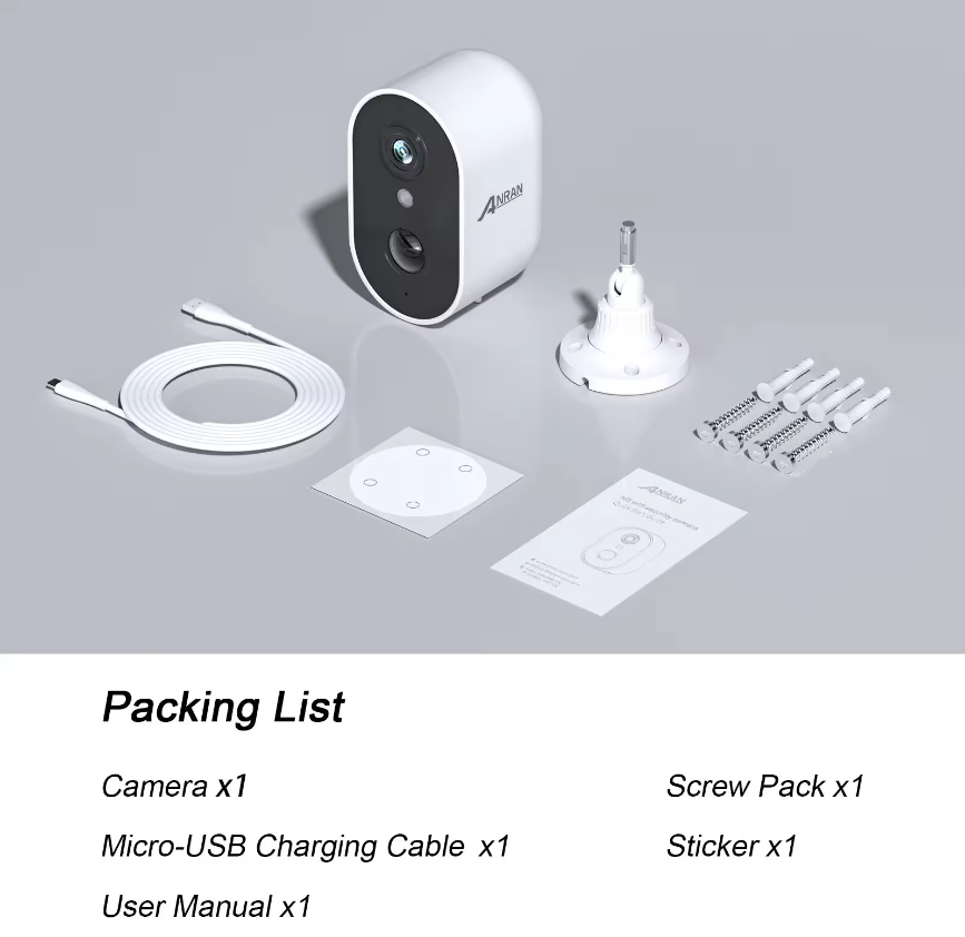Anran 3MP 2K Akku-WLAN-Überwachungskamera, wasserdicht, kabellos, Outdoor CCTV