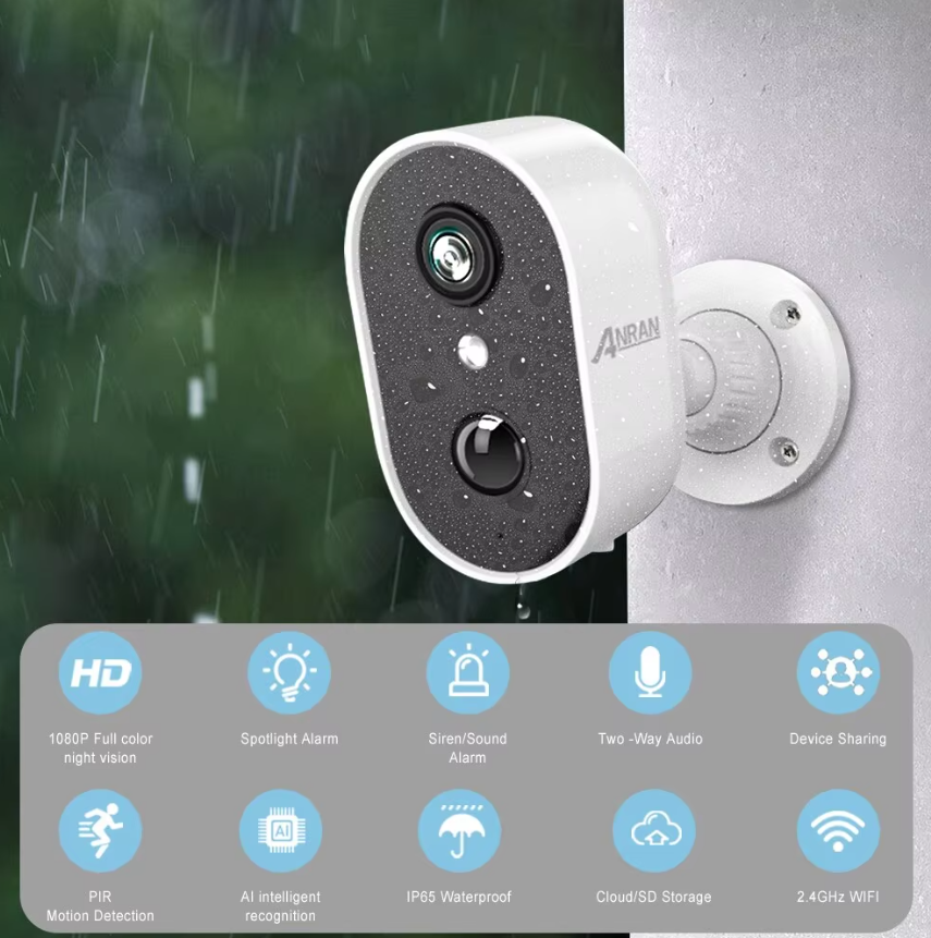 Anran 3MP 2K Akku-WLAN-Überwachungskamera, wasserdicht, kabellos, Outdoor CCTV