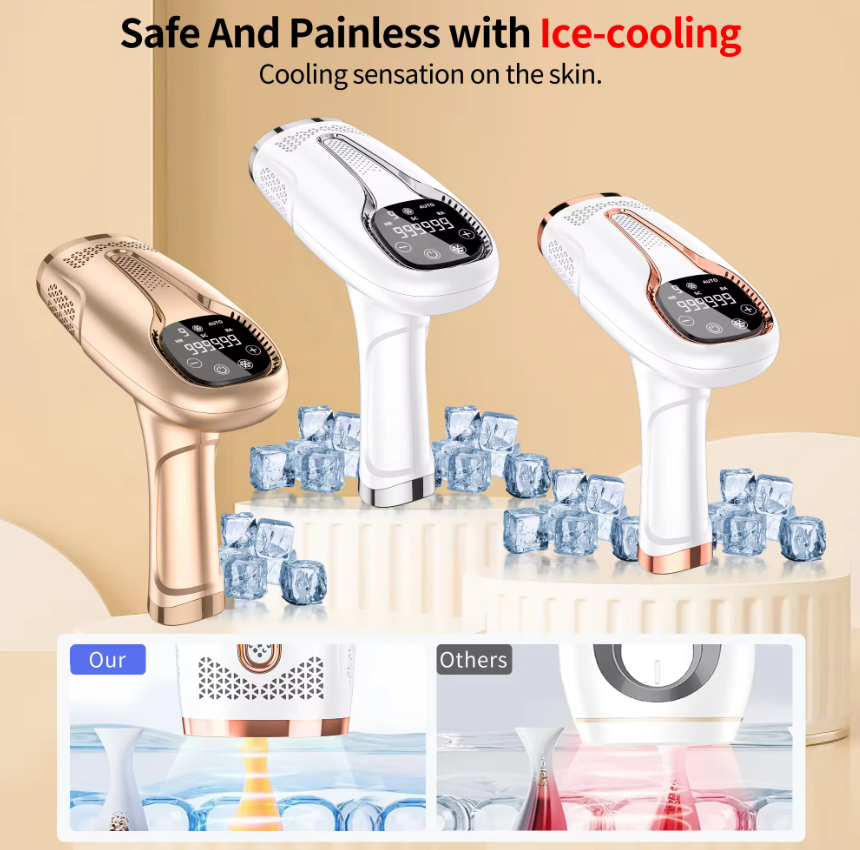 Top Angebot IPL Laser Haarentferner mit Gefrierfunktion Schmerzlos für zuhause  5 Stufige Stärke